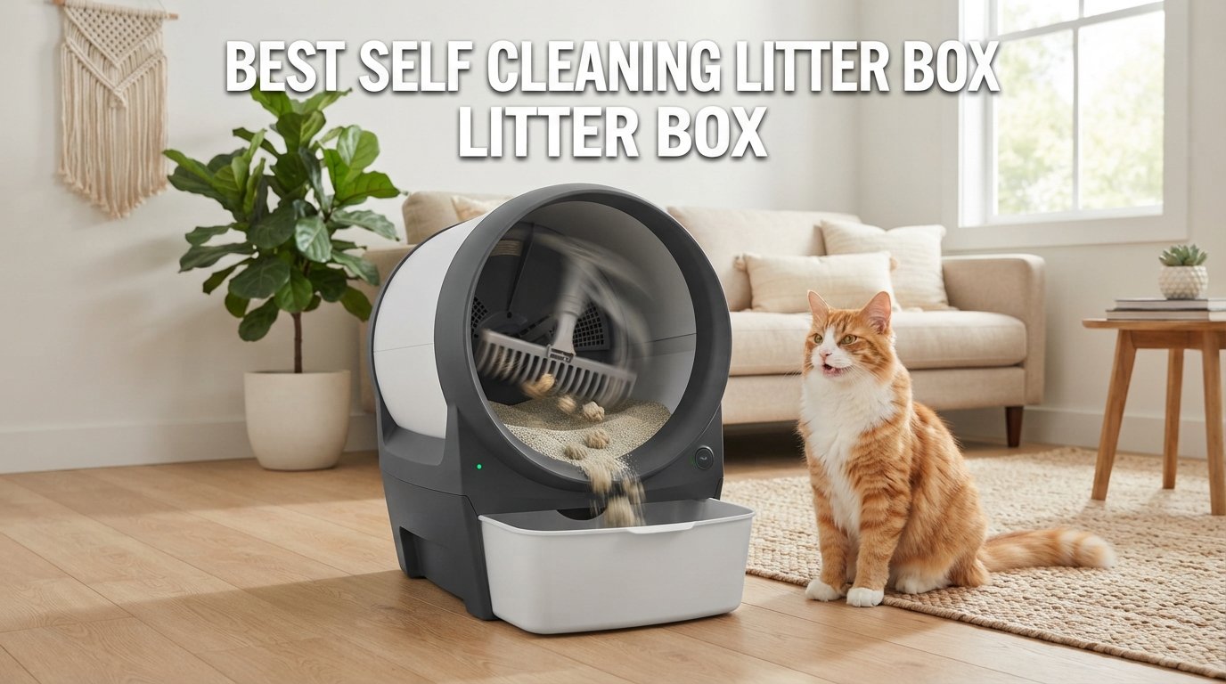 Best self cleaning litter box featuring a modern automatic litter box and a healthy indoor cat in a stylish home.
