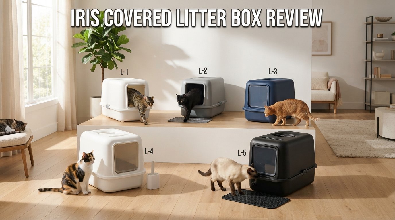 IRIS Covered Litter Box Review comparing the 5 best IRIS covered litter boxes for privacy, odor control, and easy cleaning.
