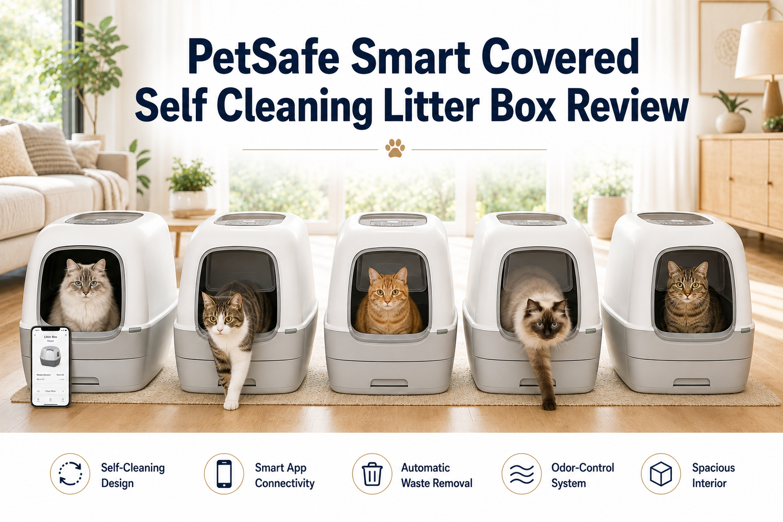 PetSafe Smart Covered Self Cleaning Litter Box Review comparing the 5 best PetSafe smart covered self cleaning litter boxes for automatic cleaning, odor control, and smart features.