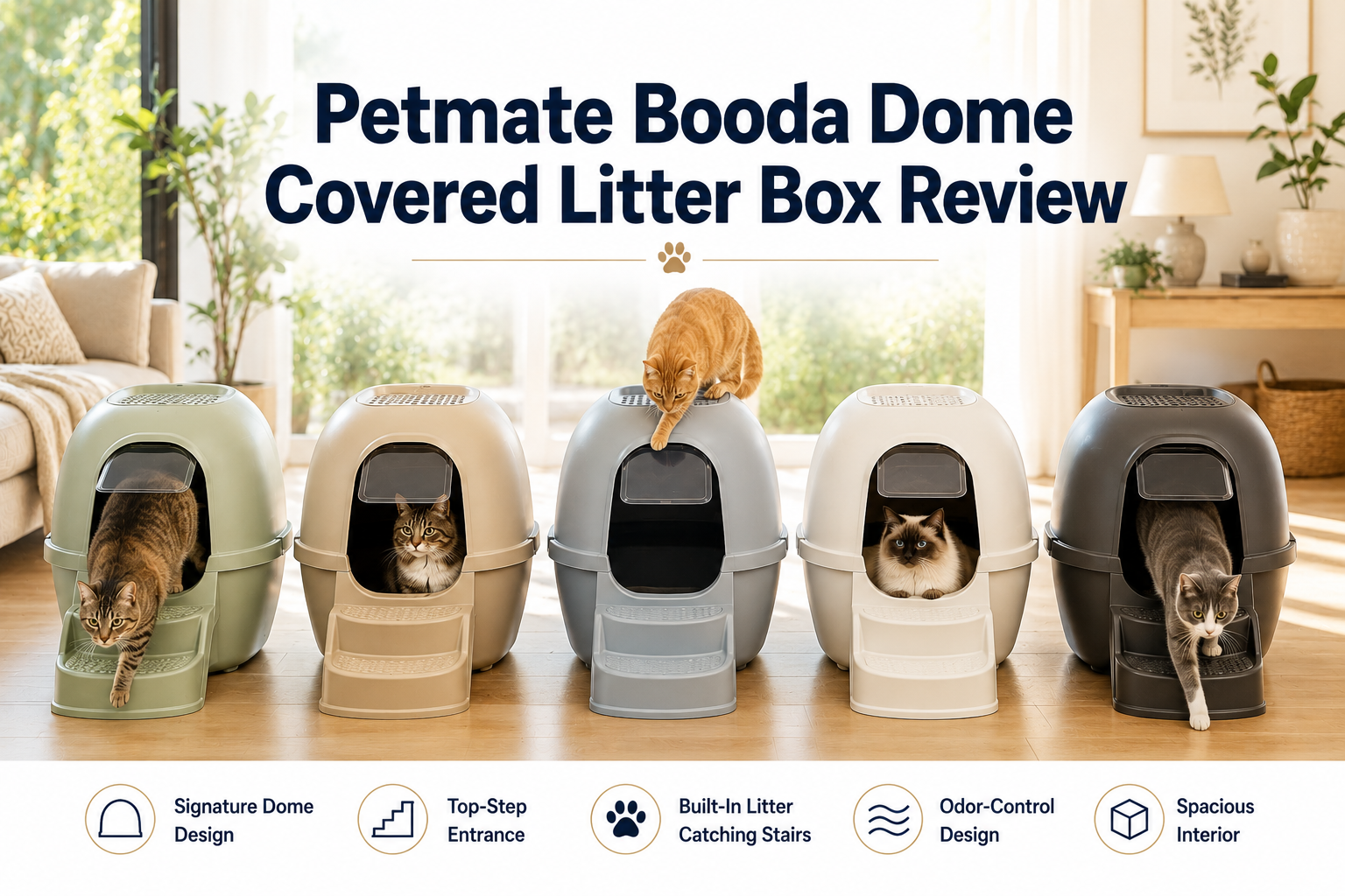 Petmate Booda Dome Covered Litter Box Review comparing the 5 best Petmate Booda Dome covered litter boxes for odor control, privacy, and easy cleaning.