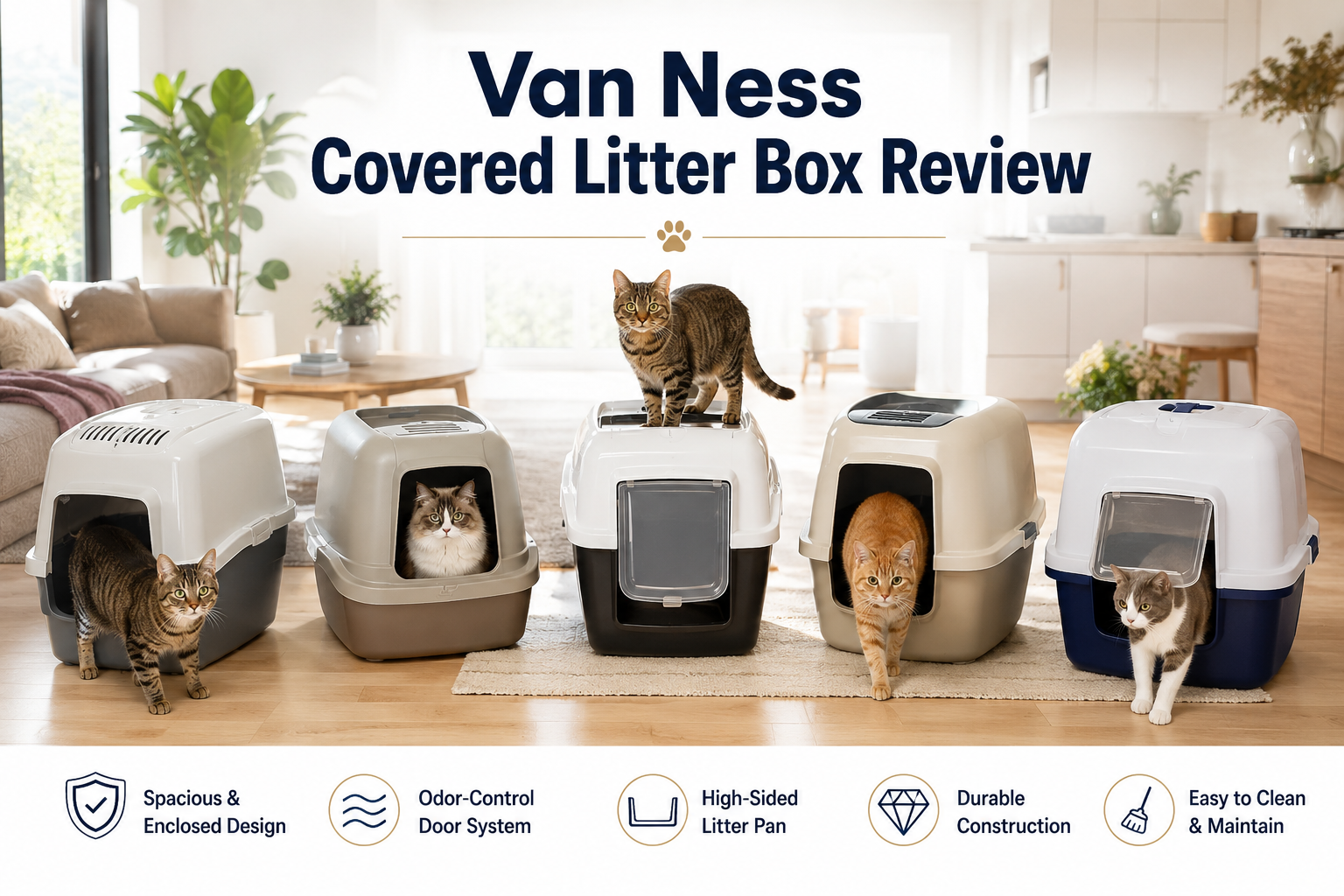 Van Ness Covered Litter Box Review comparing the 5 best Van Ness covered litter boxes for odor control, durability, and easy cleaning.