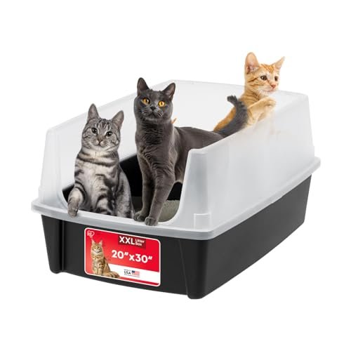 IRIS USA XX-Large High Sided Cat Litter Box, Scatter Shield,