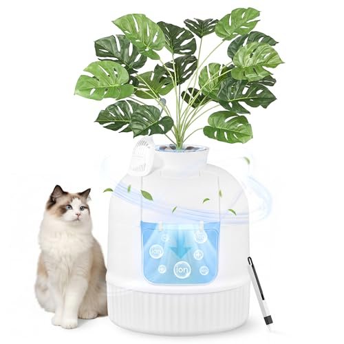 Feandrea Plant Cat Litter Box Enclosure with Artificial Plan