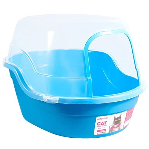 Petphabet Jumbo Hooded Cat Litter Box, Extra Large, Light Bl