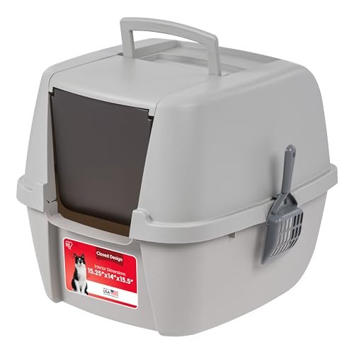 IRIS USA Large Front Door Cat Litter Box, Walk-In Entry, Gra