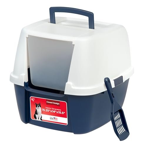 IRIS USA Large Front Door Cat Litter Box, Walk-in Entry, Nav