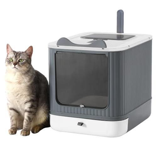 Foldable Cat Litter Box, Fully Enclosed Litter Box with Lid,