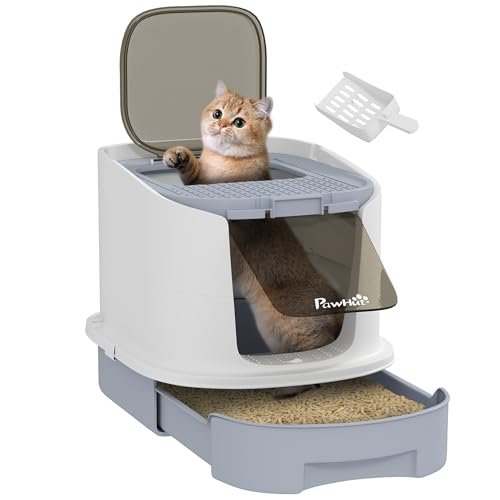 PawHut Cat Litter Box with Lid, Covered Kitty Litter Box Enc