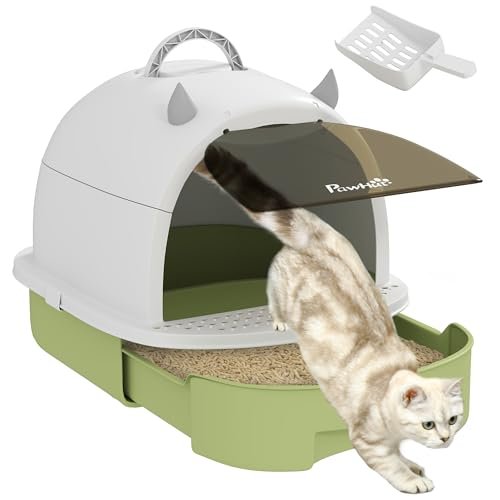 PawHut Cat Litter Box Covered Kitty Litter Box with Lid and