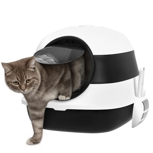 PawHut Cat Litter Box - Covered, High Sides, Air Freshener,