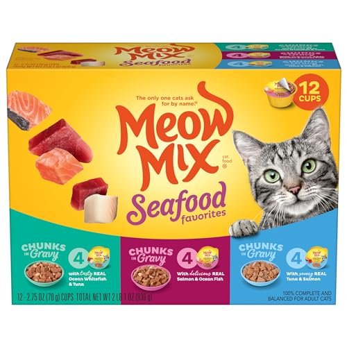 Meow Mix Savory Morsels Seafood Favorites Variety Pack, 2.75