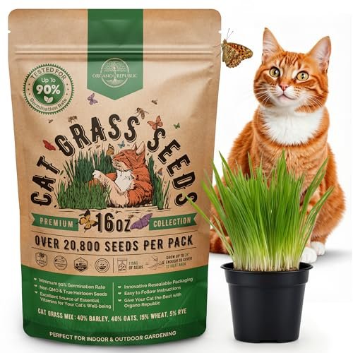 Organo Republic Cat Grass Seeds Mix - 20,800 Non-GMO Heirloo