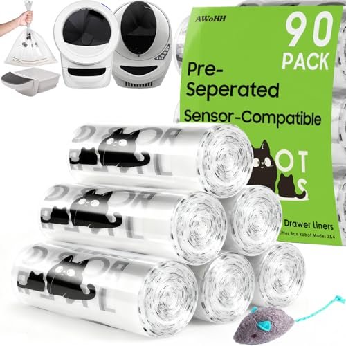 AWoHH 90 Pack Cat Litter Box Robot Model 5/4/3 Waste Bags, T