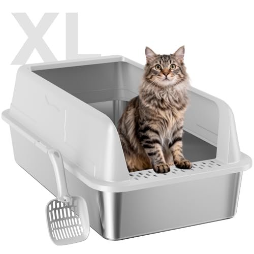 OneBug Stainless Steel XL Cat Litter Box for Cats,