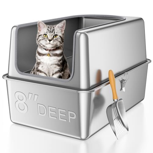 16'' High Sides XXXL All Stainless Steel Cat Litter Box with