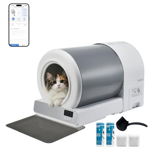 Agvenra Stainless Steel Self-Cleaning Cat Litter Box, Automa