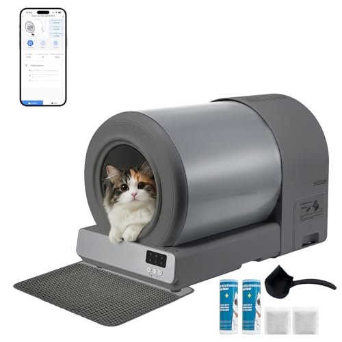 Agvenra Stainless Steel Self-Cleaning Cat Litter Box, Automa