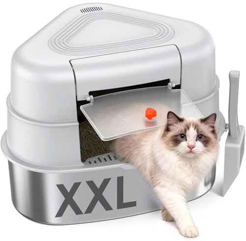 Chumajor XXL Stainless Steel Corner Cat Litter Box