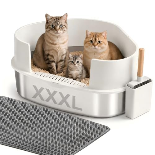 Gimars XXXL Stainless Steel Litter Box with Lid, 26.6