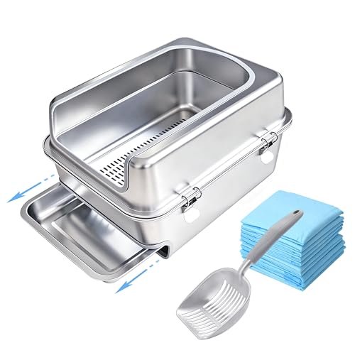 Sorstrem Pull-Out Sifting Cat Litter Box with Lid for Pine P