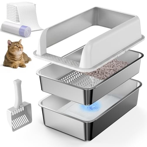 22.6''x14.5''x12'' Enclosed Stainless Steel Litter Box with
