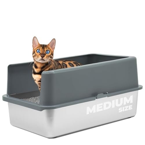 iPrimio - Stainless Steel Enclosed Litter Box for Cats - Eas