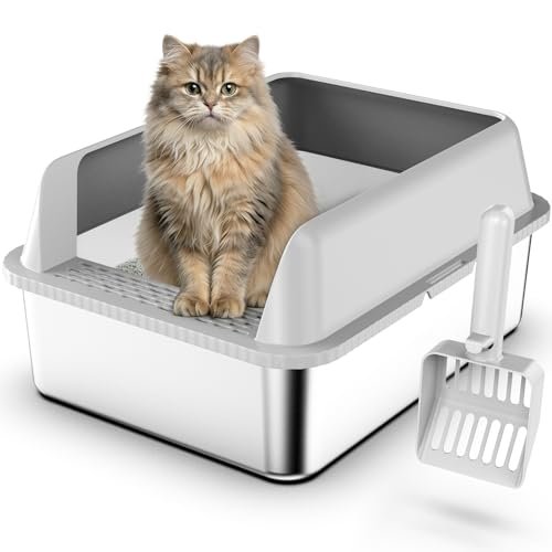 Suzzipaws Stainless Steel Litter Box with Lid, 17.3”×13.4”×9