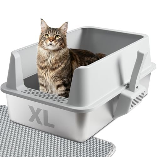 Stainless Steel Cat Litter Box with Lid, XL Metal Litter Box