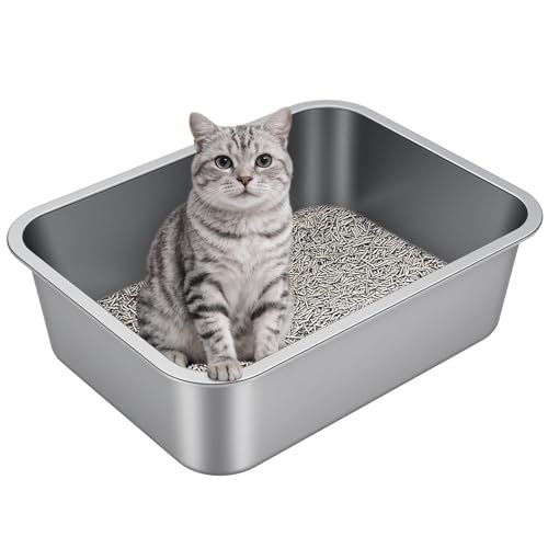 Idymere Stainless Steel High Sided Cat Litter Box