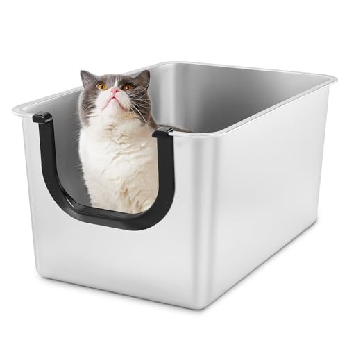 Yangbaga Stainless Steel Litter Box: Extra Large Cat Box w/1