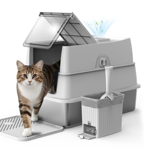 Stainless Steel Litter Box with Lid | Extra Large Enclosed C