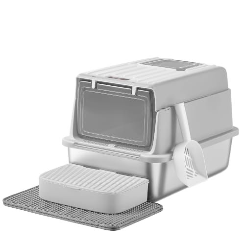 Feandrea Stainless Steel Cat Litter Box with Flip 