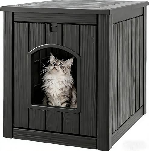WTFGO Cat Litter Box Enclosure, Plastic Outdoor Cat House We