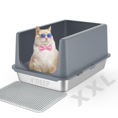 Stainless Steel Cat Litter Box with Lid,Metal Cat 