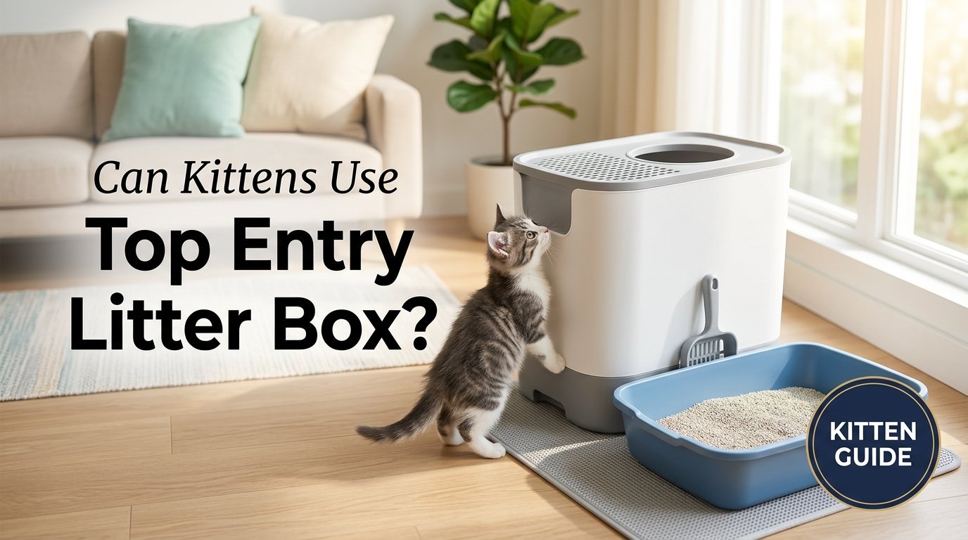 Can Kittens Use a Top Entry Litter Box? A kitten exploring a top-entry box.