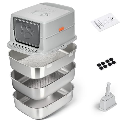 Triple Pan Stainless Steel Sifting Cat Litter Box