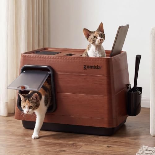 ZOMISIA Stainless Steel Cat Litter Box, Extra Large Covered