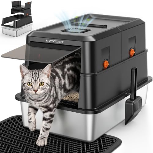 URPOWER XL Stainless Steel Cat Litter Box with 180