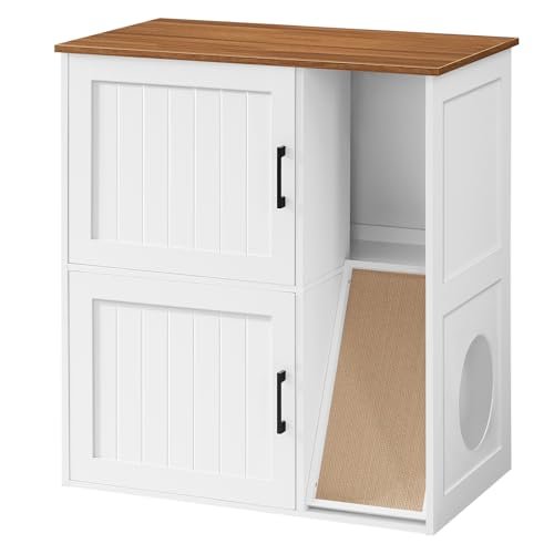 MAHANCRIS Litter Box Enclosure for 2 Cats, Hidden Litter Box Cabinet