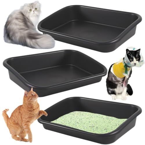 3 Pcs Low Entry Senior Cat Litter Box,Extra Large Size Pet L