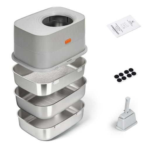 Triple Pan Stainless Steel Sifting Cat Litter Box