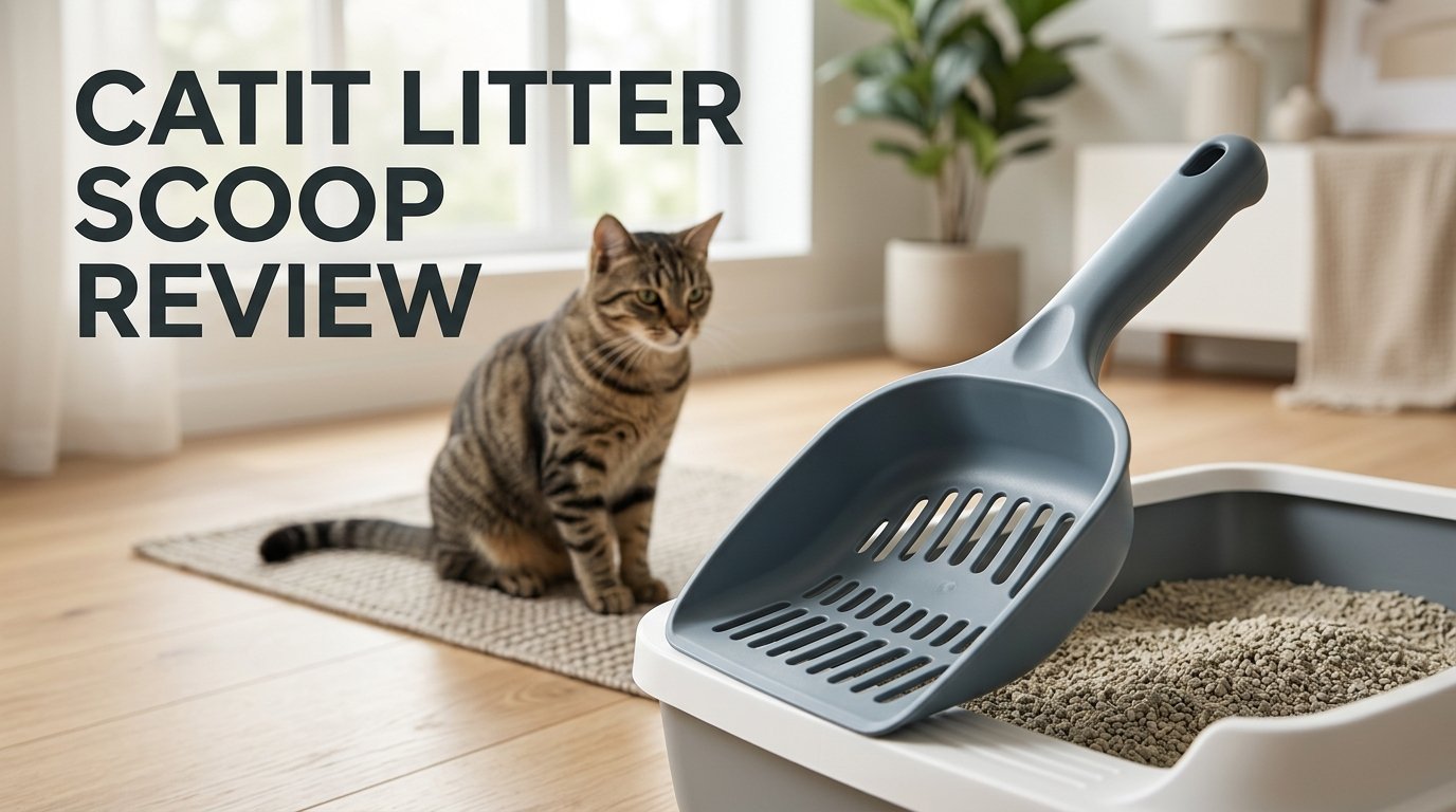 Catit Litter Scoop Review showing the large scoop bowl and oversized sifting holes