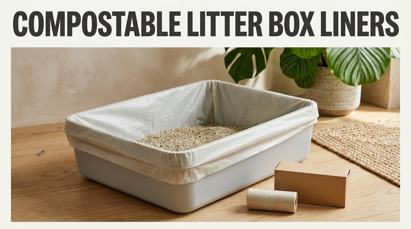 Compostable Litter Box Liners fitted inside a cat litter tray for easier cleanup