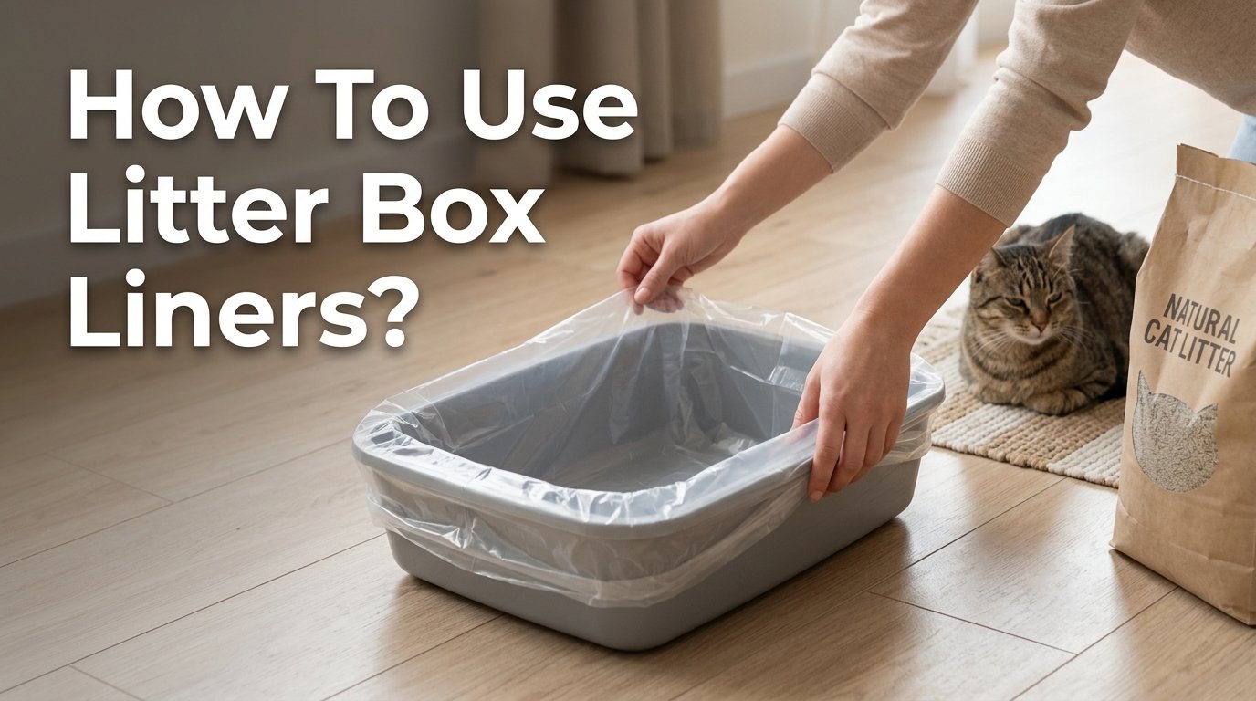 How To Use Litter Box Liners? A cat owner fitting a plastic liner inside a litter box.