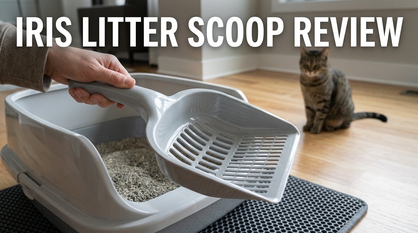 IRIS Litter Scoop Review showing the jumbo scoop head and two-size sifting slots