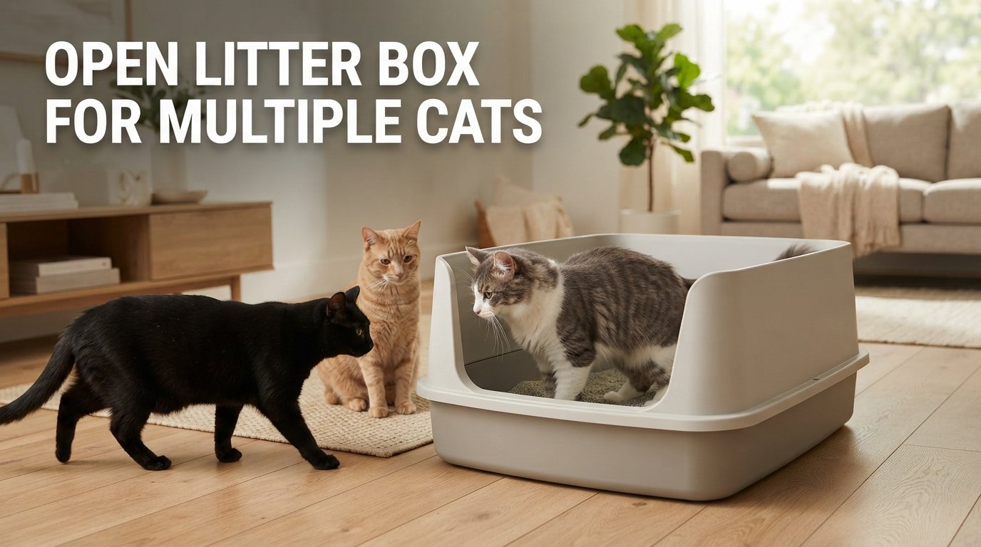 Open litter box for multiple cats with spacious design for two cats