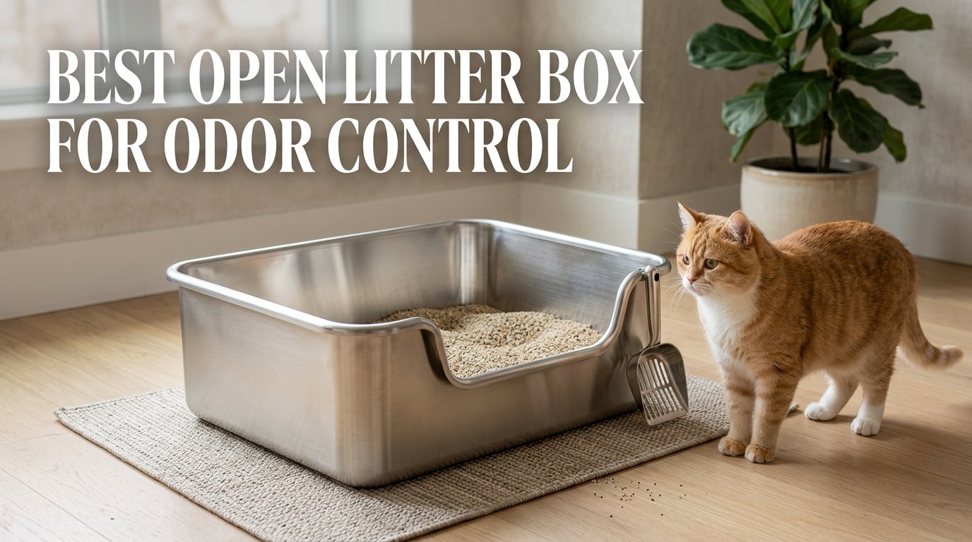 Best open litter box for odor control with a high-sided stainless steel design