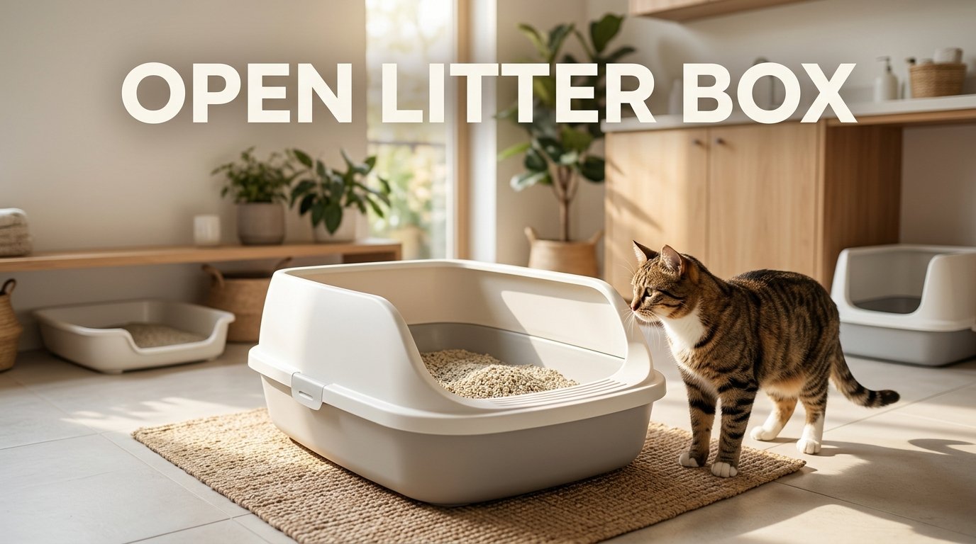 Open litter box with a spacious design for comfortable cat use