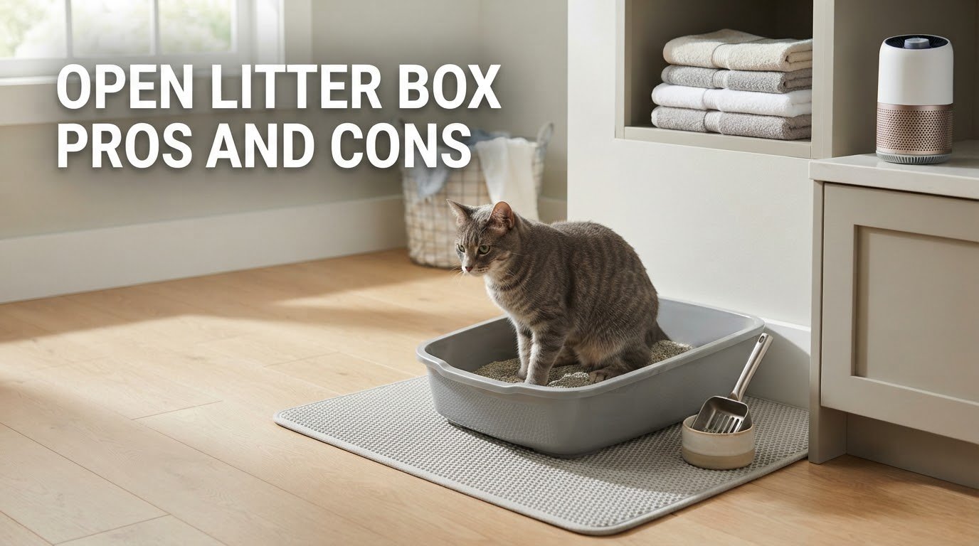 Open litter box pros and cons for cats in a home setting