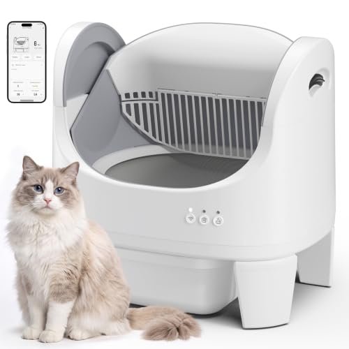 Automatic Cat Litter Box, Self Cleaning Open Top Box with Ap